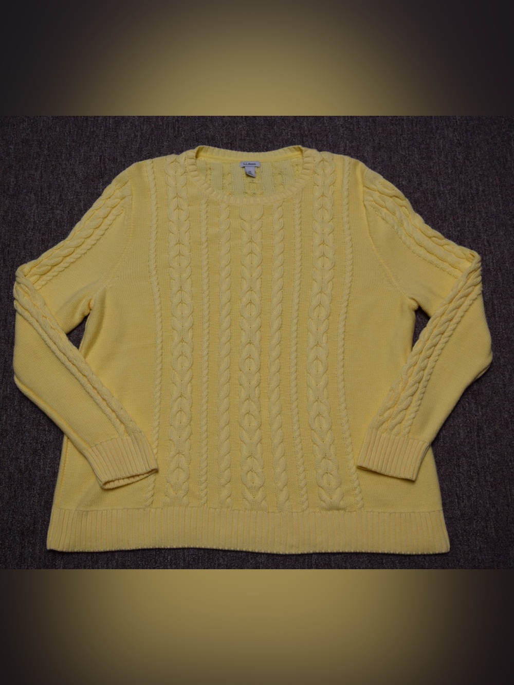 L.L.Bean 2X Plus Butter Yellow Cable Knit Cotton Sweater